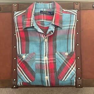 Polo blue/red flannel